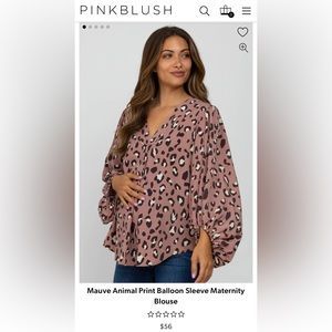 Mauve Animal Print Balloon Sleeve Maternity Blouse by JODIFL from Pink Blush